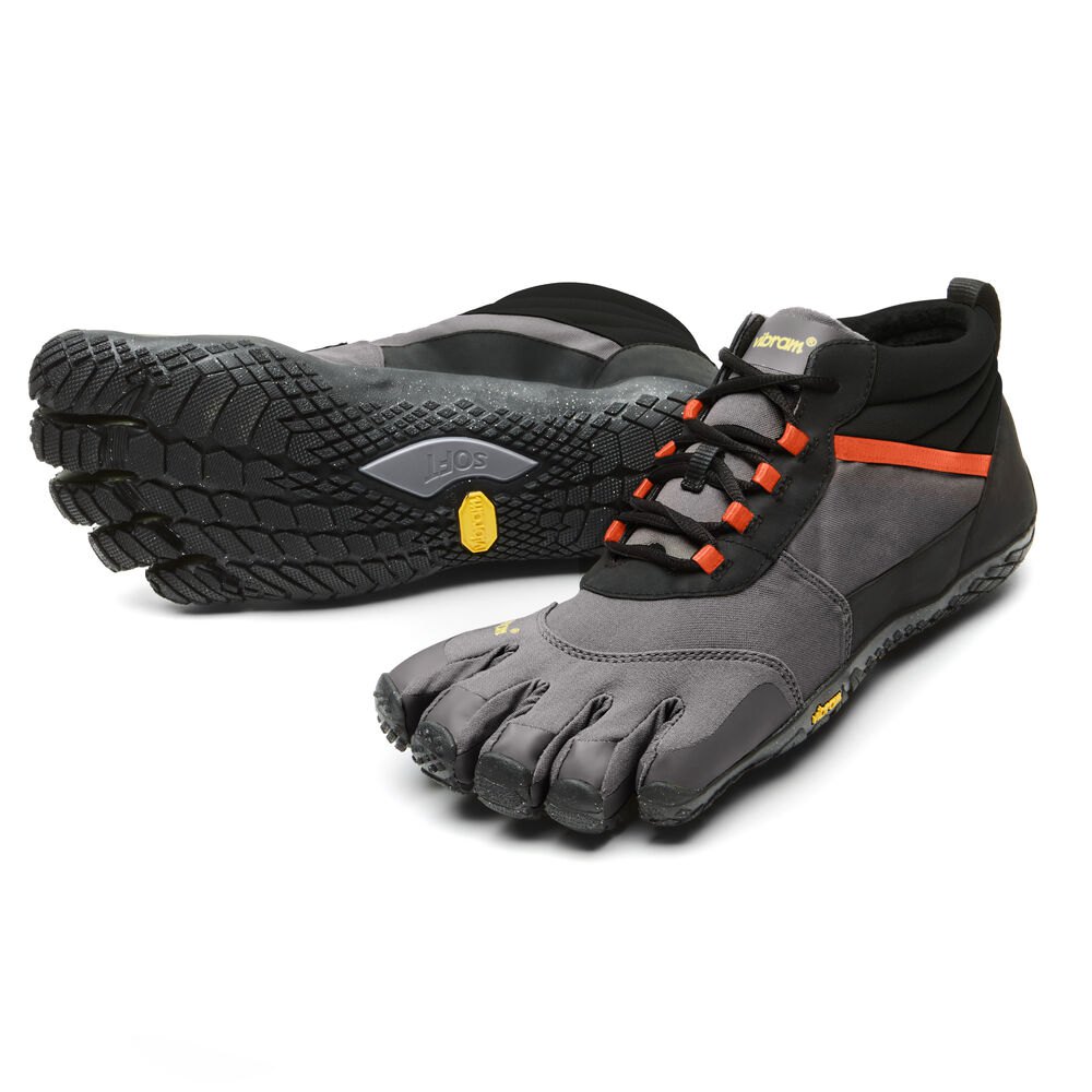 Vibram Five Fingers Mens V-Trek Insulated - Barefoot Shoes Black/Grey/Red - VLA129753